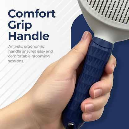 BPG Pet Grooming Tools for Dogs & Cats- Self-Cleaning Slicker Brush, Removes Loose Hair- Skin Safe Easy to Use Deshedding & Detangling Grooming Tool for All Coat Types