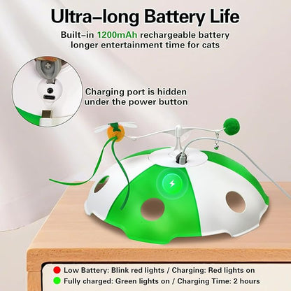 Cat Toys Rechargeable, Interactive Cat Toys for Indoor Cats, Touch Activated, Moving Feather, Bird Chirping, 6 Holes Maze Mouse Catching Game