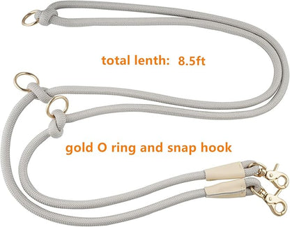 8.5ft Multifunctional Hands Free Nylon Rope Waist Dog Leash, Adjustable Shoulder Crossbody Walking Lead