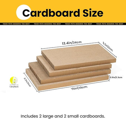 Cat Scratcher Box with 4 Scratching Pads&2 Separate Cardboard Boxes,2-in-1 Cardboard Cat Scratch for Multiple Kitten Interactive Play,Birthdays Holiday Toys Gift,Gradient-Ball Toy