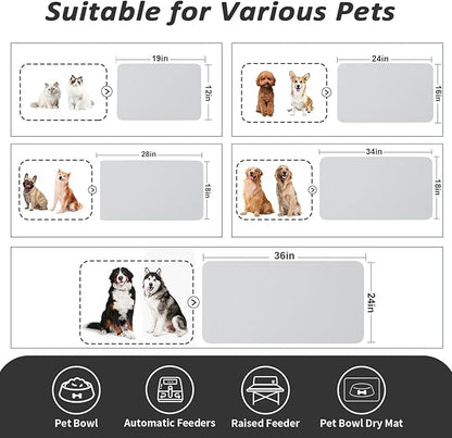 Dog Food Mat - Absorbent Cat Mat for Food and Water, No Stains Pet Feeding Bowl Mat, Easy to Clean Pet Placemats, Quick Dry Dog Water Dispenser Mat for Messy Drinkers | Light Grey 16"x 24"
