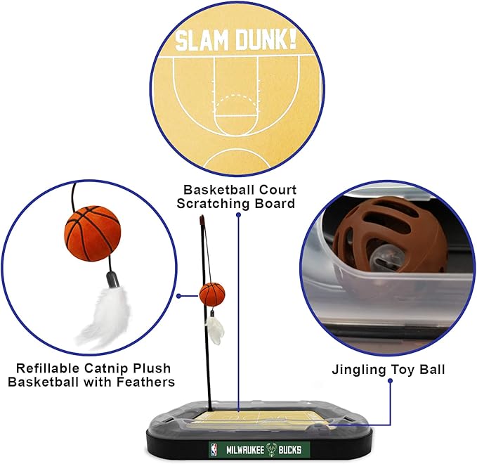 Milwaukee Bucks Basketball Cat Scratcher Toy