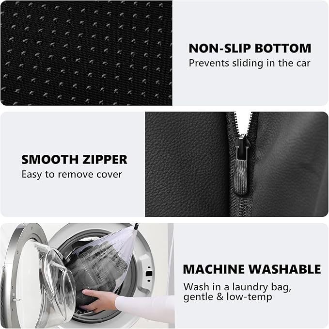 Backseat Dog Bed, Dog Bed for Car Back Seat, 4in Thick PU Leather Pet Bed for Backseat Extender – Waterproof, Scratch-Proof, Non-Slip, Washable for Full-Size Trucks & Larger SUVs (55"x26.5", Black)