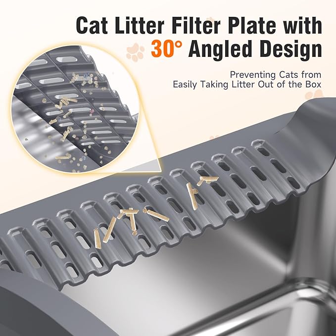 2PACK Stainless Steel Litter Boxes, Extra Large XL Odor Free Metal Litter Box with High Sides, Open Top Litter Pan Include Scoop Easy Cleaning Anti-Scratch Kitty Cat Box Anti-Urine Leakage, Non-Sticky