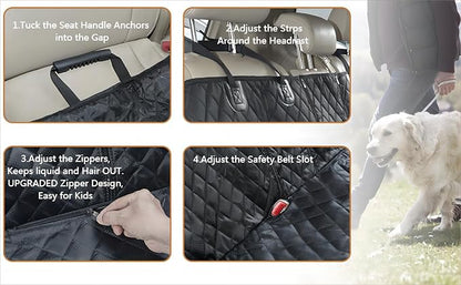 ANOSOSPECIAL Dog Car Seat Cover for Back Seat Cover for Kids Car Seat Protector for Dogs Nonslip Water Proof Universal Fit Dog Car Seat Cover for ISOFIX Truck SUV(Large,Black)