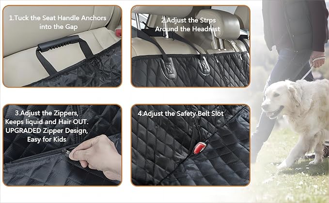 ANOSOSPECIAL Dog Car Seat Cover for Back Seat Cover for Kids, Waterproof X Large Rear Seat Protector for Pet Auto SUV Truck (XL, Black)