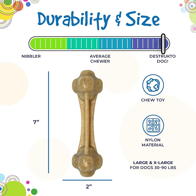 SodaPup Knucklehead – Durable Dog Chew Toy Made in USA from Non-Toxic, Pet Safe, Food Safe Nylon Material for Mental Stimulation, Clean Teeth, Fresh Breath, Problem Chewing, Calming Nerves, & More