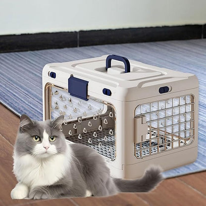Folding Puppy Crate, Cat Travel Cage, Portable Dog Kennel, Pet Carrier for Small Dogs, White