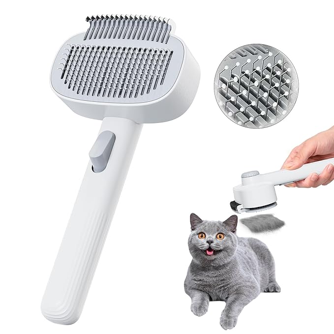 2-in-1 Pet Deshedding Brush Cat Dematting Comb for Dog and Cat Hair Removal Supplies for Shedding Long & Short Hair Massage Grooming Tools Easy to Remove Loose Undercoat,Matted Fur & Tangles