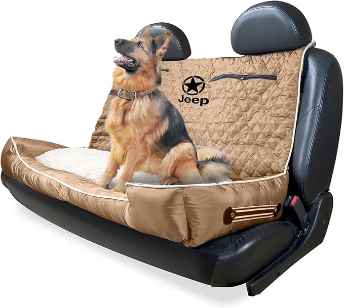 PetBed2GO Jeep Tan, Large Pet Bed Cushion & Car Seat Cover, 52x20x7, 6lbs