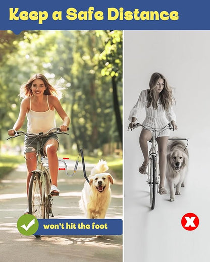 Dog Bike Leash - Hands-Free Bike Attachment for Dogs, Safe Shock-Absorbing, Adjustable Length, Easy to Install