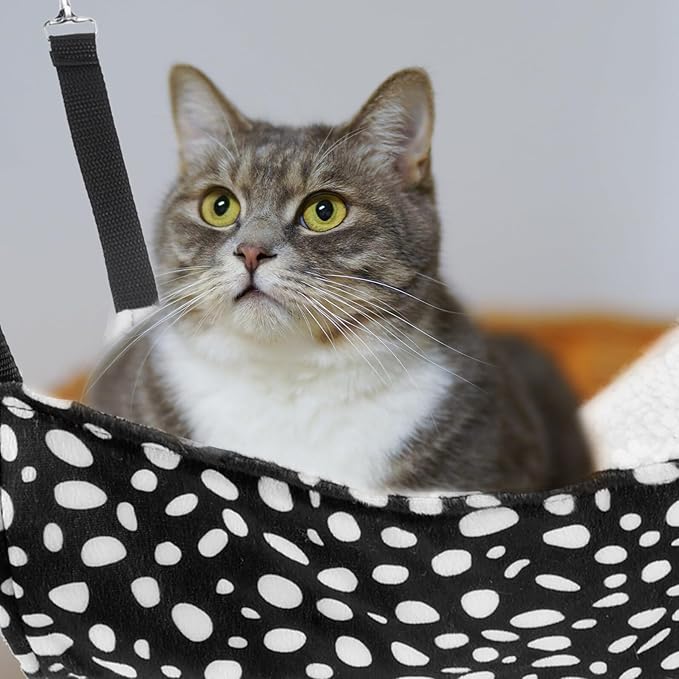 UPKOCH Double-Sided Hanging Cat Hammock with Breathable Fabric, Medium 35x35cm Pet Sleeping Bed for Indoor Use, Black and White Pattern Design
