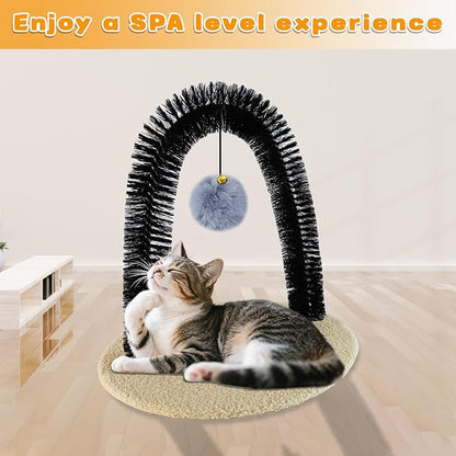 Cat Self-Groomer, Arch Grooming Brush with Scratching Toy, Cat Hair Massage and Grooming Station