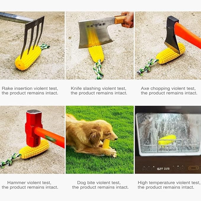 Interactive Squeaky Dog Chew Toy - Cleans Dogs Teeth - Tough and Durable for Aggressive Chewers, Suitable for Small, Medium, and Large Breeds. Features Chew Corn Stick Design