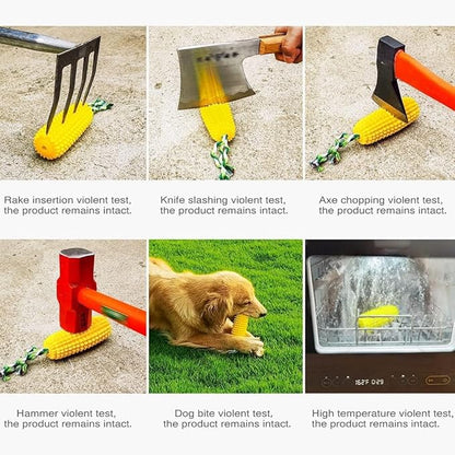 Interactive Squeaky Dog Chew Toy - Cleans Dogs Teeth - Tough and Durable for Aggressive Chewers, Suitable for Small, Medium, and Large Breeds. Features Chew Corn Stick Design