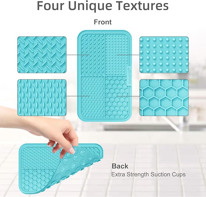 MateeyLife 2PCS Large Lick Mat for Dogs with Suction Cups, Slow Feeder Bowls, Cat Lick Mat for Anxiety Relief, Dog Toys to Keep Them Busy, Enrichment Toys for Bathing, Cat Licking Pad for Boredom