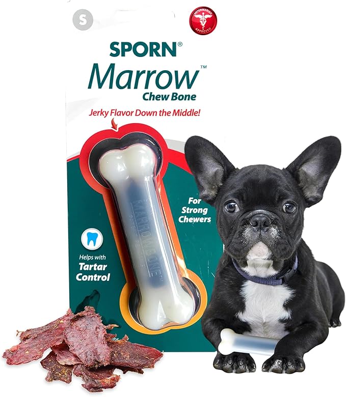 Sporn Yuppie Puppy Dog Dental Toy, Marrow Chew, Small, White, (33810)