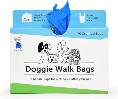 Easy-Tie Handle Dog Poop Bag, Extra Large Strong Doggy Waste Bags, Scented Easy Dispensing and Leak Proof Poo Bags