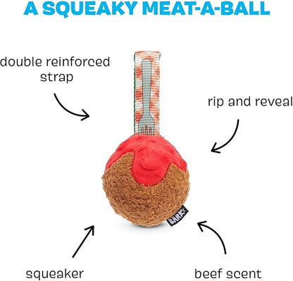 Barkbox BARK A Squeaky Meat -a-Ball Scented Rip & Reveal Dog Toy for Aggressive Chewers - Medium