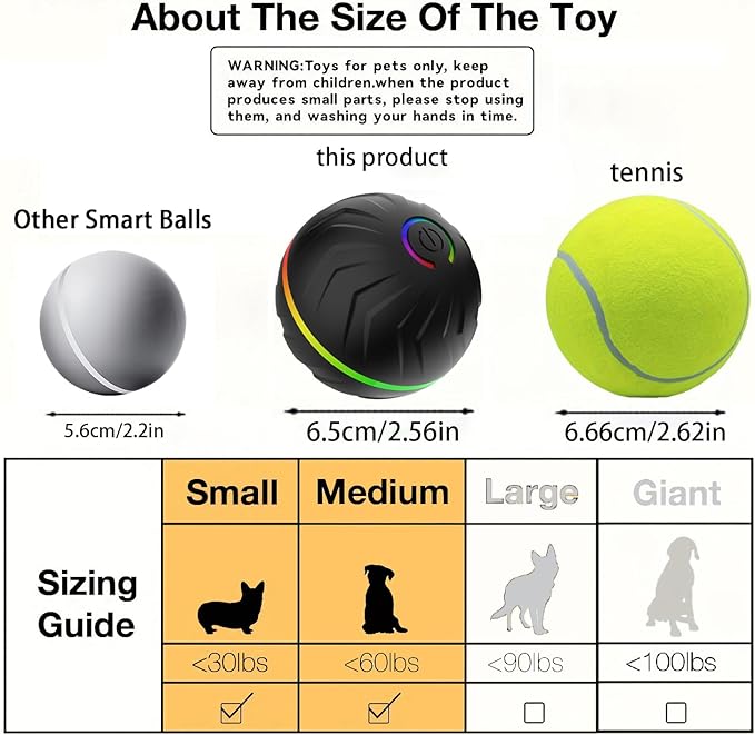 Valentines Day Gifts Interactive Dog Toys Dogs Ball,Moving Dog Toy with Touch Activated,Anti Boredom Dog Toys for Small Medium Dogs,Tough Motion Activated Automatic Vibrating Dog Ball
