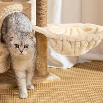 Cat Hammock Cat Bed 17in Dia Spoon-Shape Large Cat Tree Hammock Soft Scratch-Proof Cat Tree Replacement Parts Washable Easy to Install Cat Tree Attachments Beige
