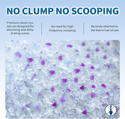 Made4Pets Cat Litter Crystals, Non Clumping Cat Litter Odor Control Kitty Litter Non Clumping No scooping Low Dust, Low Tracking, Lightweight, Dehydrates Waste, Lavender – 8.6 lbs (2 x 4.3 lb Packs)
