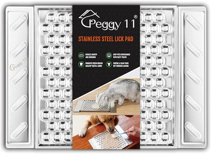PEGGY11 Durable Stainless Steel Lick Pad for Cats & Dogs | Strong Suction Cups | Anxiety Relief & Slow Feeder | Dishwasher Safe - Single