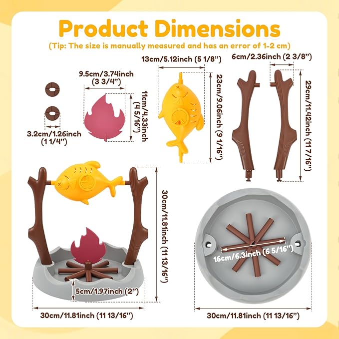 Cat Puzzles Feeder Toy, Cat BBQ Toy Treat Dispensing Slow Feeder Bowl Unique Rotatable Fish and Flame Cognitive Training Game Enrichment Interactive Stimulation Toys for Indoor Kitty