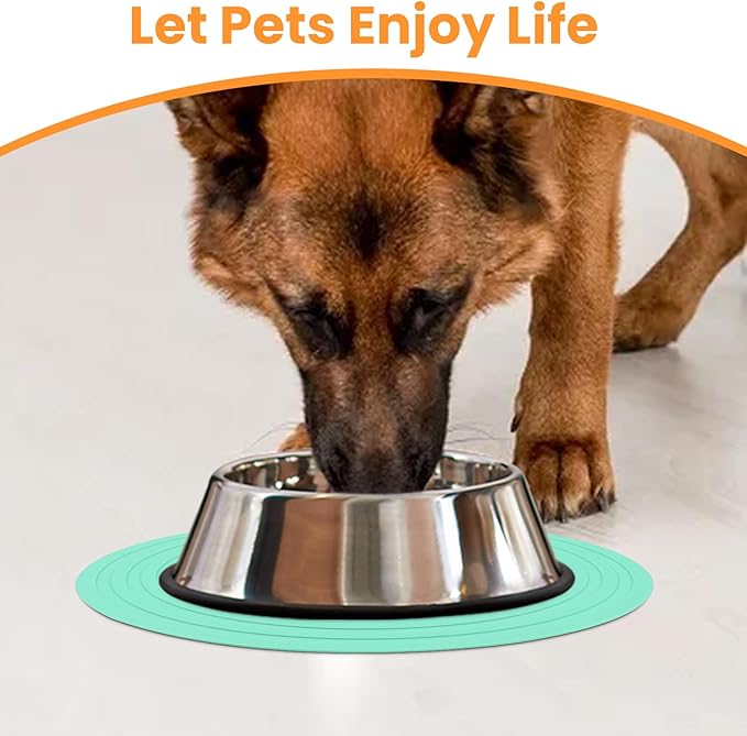 Ptlom Pet Food Mat for Dog and Cat Placemat 2 Pcs, Mat for Prevent Food and Water Overflow, Suitable for Medium and Small Pet, Silicone, 9.5"* 9.5"