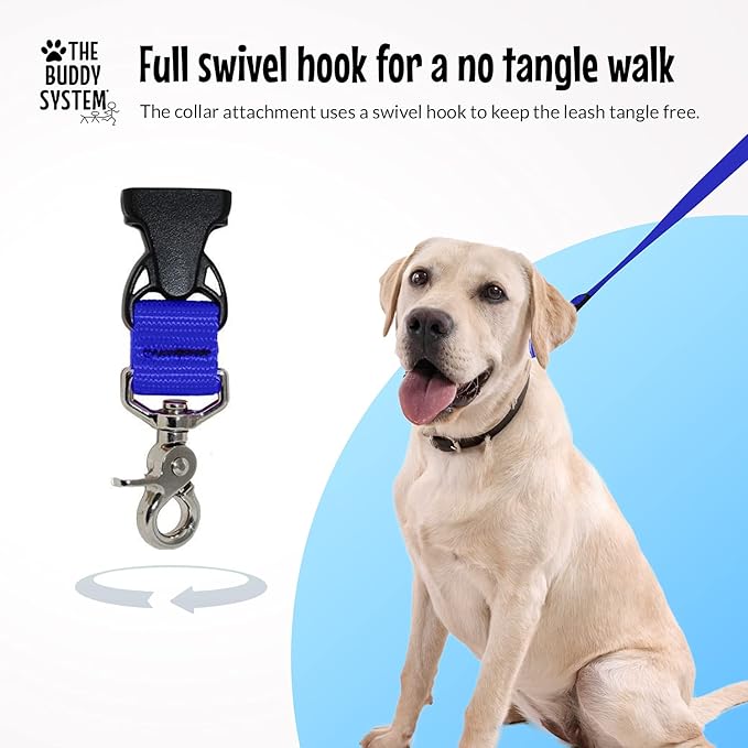 The Buddy System Hands Free Dog Leash, Adjustable Leash for Running, Jogging, Training and Service Dogs, Great for Small, Medium and Large Dogs, Made in USA (Royal Blue, Regular Belt (22"- 40" Waist))