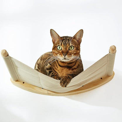 Cat Hammock Wall Mounted with Removable Cushion - Cozy Space Saving Perch for Indoor Cats, Soft Washable Bed & Modern Cat Shelf for Lounging