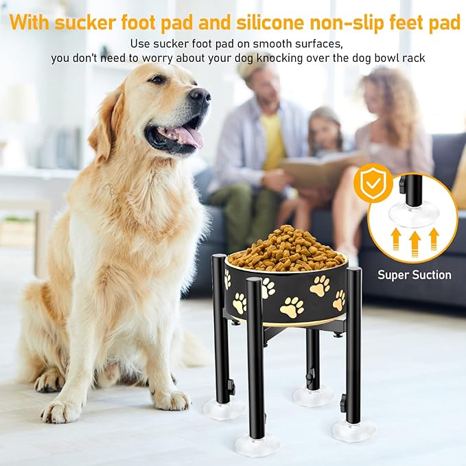Adjustable Elevated Dog Bowl Stand，Fits 6-11inches Bowls,4 Height Adjustments. Holder for Raised Elevated Dog Food Water Bowl Feeder，for Large, Medium and Small Dogs