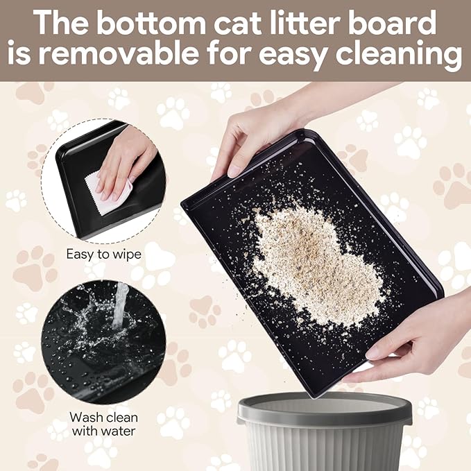 Cat Ramp for Litter Box Step, Self Cleaning Cat Litter Box Ramp Trapper with Storage, Small Step Pedal Stool with Filter Function Steps for Small & Elderly Cats(Black 11.8"x 7.87"x 3.3")