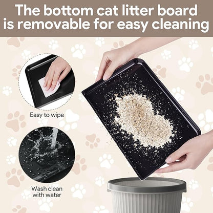 Cat Ramp for Litter Box Step, Self Cleaning Cat Litter Box Ramp Trapper with Storage, Small Step Pedal Stool with Filter Function Steps for Small & Elderly Cats(Black 11.8"x 7.87"x 3.3")