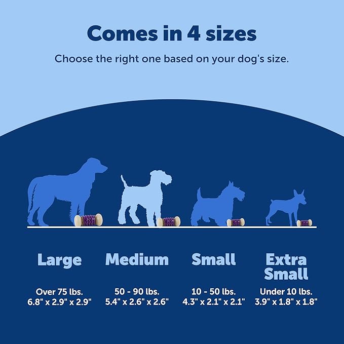 PetSafe Busy Buddy Nobbly Nubbly Treat Holding Dog Toy - Boredom Relief for Strong Chewers - Durable Nylon Build - Dishwasher Safe Design - Includes Treat Rings - Engaging Pet Puzzle - Purple - Medium