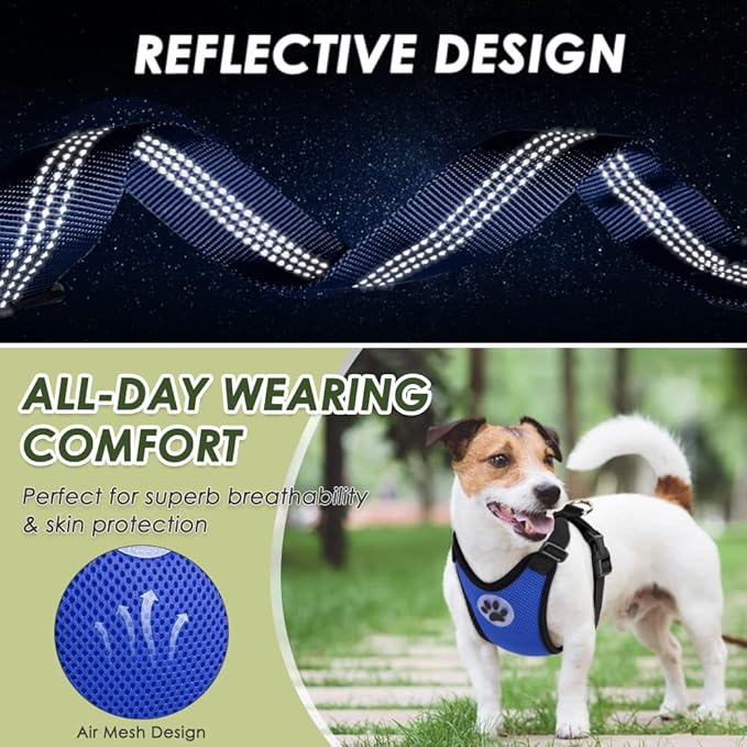 Lukovee Dog Seat Belt for Car, Adjustable Dog Car Harness for Large Medium Small Dogs, Soft Padded & Breathable Mesh Dog Seatbelt with Car Strap and Carabiner (Blue,XXXS)
