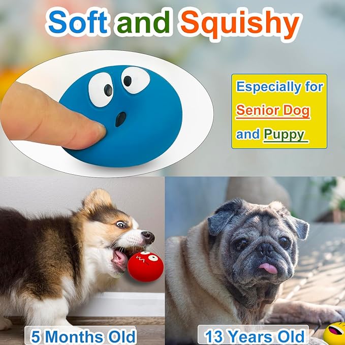 Latex Squeaky Dog Toys for Small Dogs & Mini Breeds - 4PCS Set Squeaky Dog Balls | Soft, Safe & Fun Chew Toys | Indoor & Outdoor Play