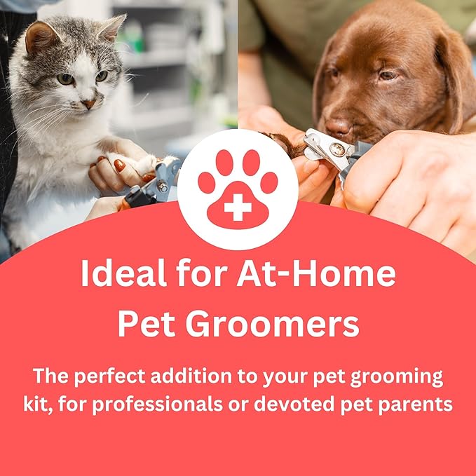 Pet Nail Care Kit – Dog & Cat Nail Clippers with Safety Guard, Non-Slip Grip, Nail File & 1oz Styptic Powder Quick Stop Bleeding Powder for Nail Clipping, Cuts & Grooming (1oz + Pet Trimmers, 1 oz)