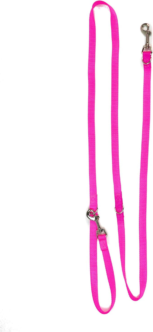 Blue-9 Multi-Function Hands Free Dog Leash, Double Attachment 6 Foot Adjustable Lead for Obedience, Running, and Agility Training, Made in The USA, Hot Pink, Small/Medium