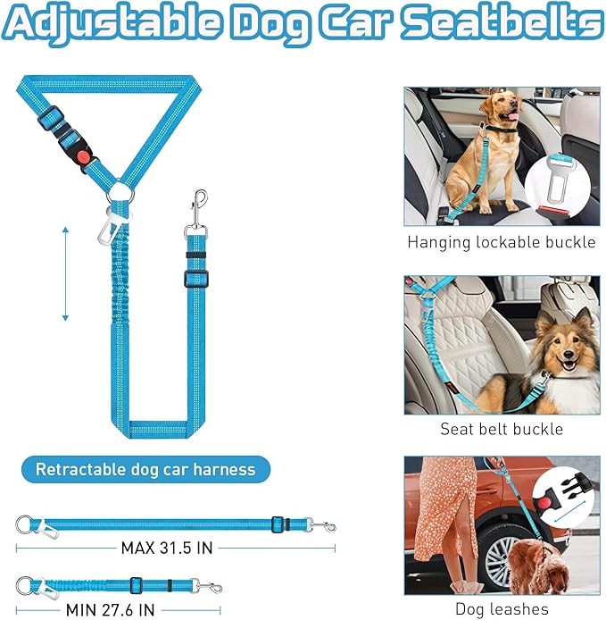 XL Dog Back Seat Extender for Crew Cab Truck, Hard Bottom Dog Car Seat Cover Waterproof Dog Car Hammock Pet Backseat Bed, Pet Truck Accessories for F150 / RAM 1500/ Tundra Crew Cab, Black