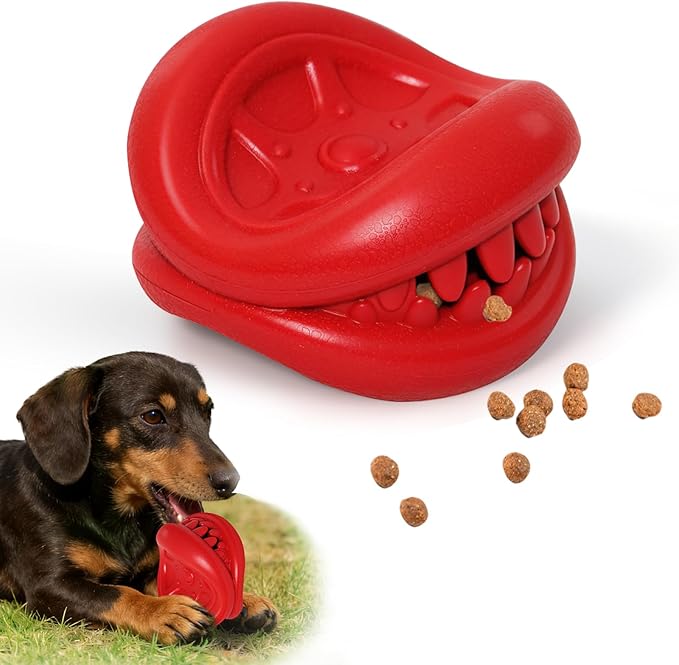 Treat Dispensing Dog Toys – Tough Natural Rubber Chew Toys for Aggressive Chewers, Large/Medium Dogs – Interactive Dog Treat Toy to Relieve Separation Anxiety, Boredom & Clean Teeth, Dishwasher Safe