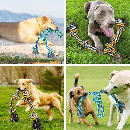 2 Pack Dog Rope Toys for Large Medium Aggressive Chewers, Nearly Indestructible Dog Toy for Tug of War, Interactive Toy for Boredom, 100% Cotton Chew Teeth Cleaning
