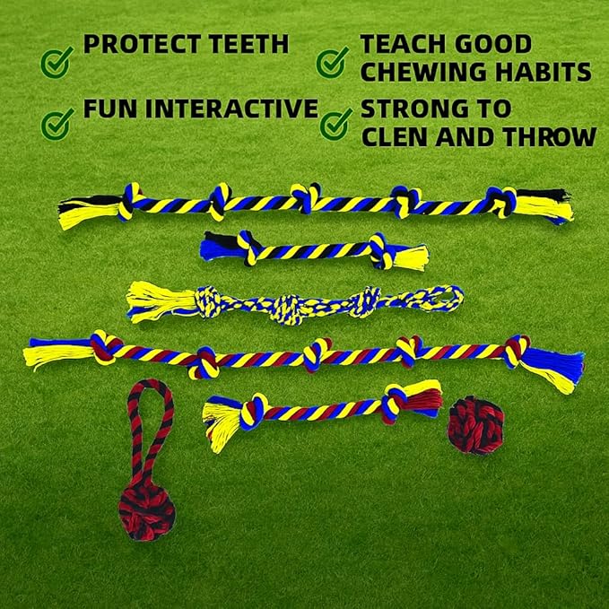 Dog Rope Toys for Medium and Large Dogs | Strong Cotton Rope Set for Chewing, Teething Comfort, Tug Play and Daily Interactive Activities | (2 pcs Dog Toys Combo)