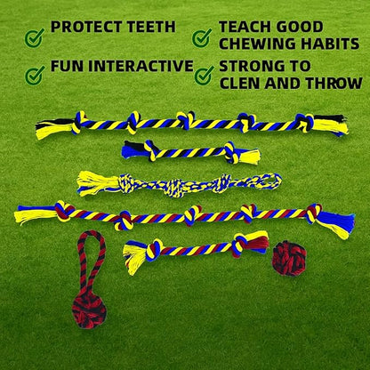 Dog Rope Toys for Medium and Large Dogs | Strong Cotton Rope Set for Chewing, Teething Comfort, Tug Play and Daily Interactive Activities | (2 pcs Dog Toys Combo)