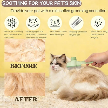 Pet Hair Removal Glove 3-in-1 Set,Electrostatic Pet Hair Removal Glove For Cat Couch Carpet Furniture Grooming,Magic Brush Pet Hair Remover With One-Click Self-Cleaning, Flea Comb For Cats Dogs