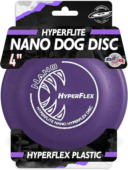 Hyperflite Nano Hyperflex Disc Dog Disc 4” (24g) | Official Skyhoundz Mini Flying Disc for Small Dogs & Puppies | Long-Flying, Lightweight Chase Dog Toy for Backyard, & Beach | Anti-Glare - Purple