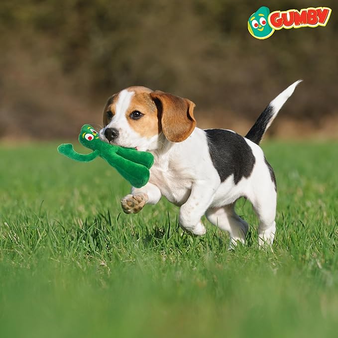 Multipet Small Gumby Stuffed Dog Toy with Squeaker | Gumby Dog Toy Plush Small | Green | 6" | Officially Licensed (6" - Plush Gumby)