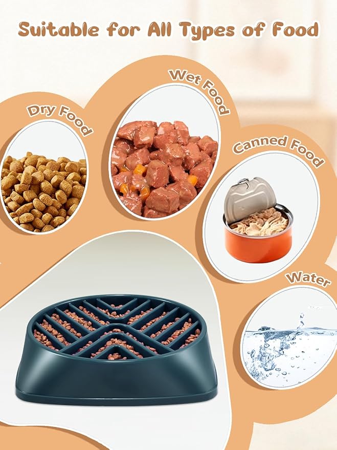 KASBAH Slow Feeder Dog Bowls Large Breed, 5 Cups Capacity for Wet & Dry Food, Puzzle Maze Bowl for Fast Eaters, Non-Slip Base, BPA Free, Helps Prevent Bloat and Aid Digestion