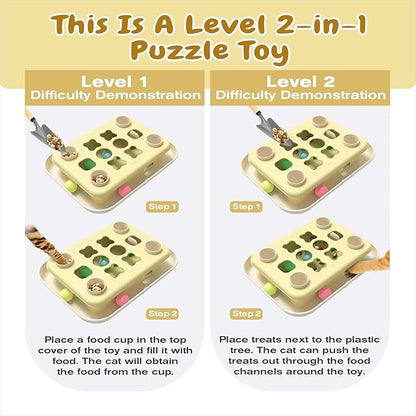 KADTC 3 Ways to Play - Large Size Cat Treat Puzzle Toy U.S. Brand & Design Track Balls & Peek-and-Play Box for Indoor Cats Puzzles Slow Feeder Kitten Enrichment Toys Interactive Brain-Teasing Game