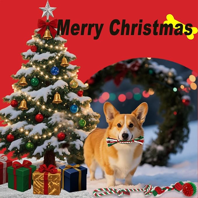 Dog Toys 15 Pack for Teeth Cleaning and Fun, Puppy Teething Chew Toy with Gift Box, Variety Tug Rope Balls & Rubber Rings Bulk for Puppies